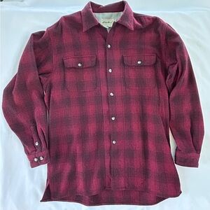 Vintage Eddie Bauer Men’s L 90s Red Plaid WOOL Blend L/S Shirt Shacket